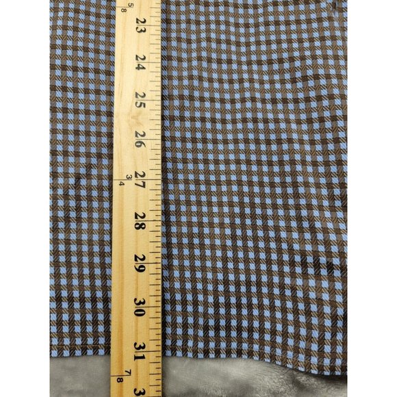 Ermenegildo Zegna Men's Blue Check Plaid cotton Shirt Large work causal‎ - Picture 3 of 6